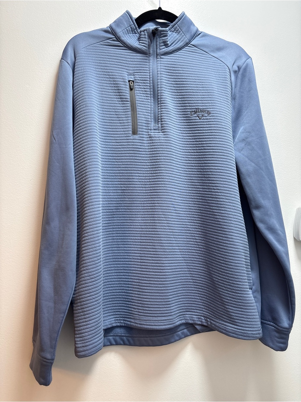 Callaway Men's Light Blue Quarter-Zip Textured Pullover Golf Performance